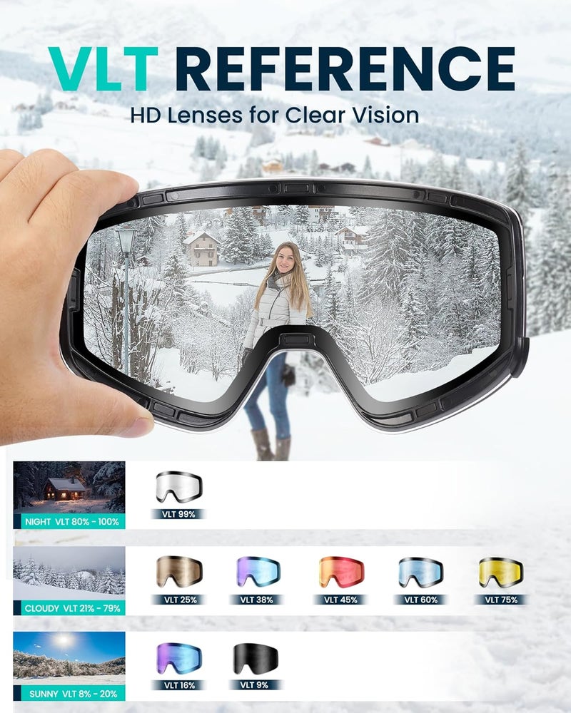 Snower Adults Ski Goggles Replacement Lens With UV Protection and Anti-Fog Treatment - Image 5